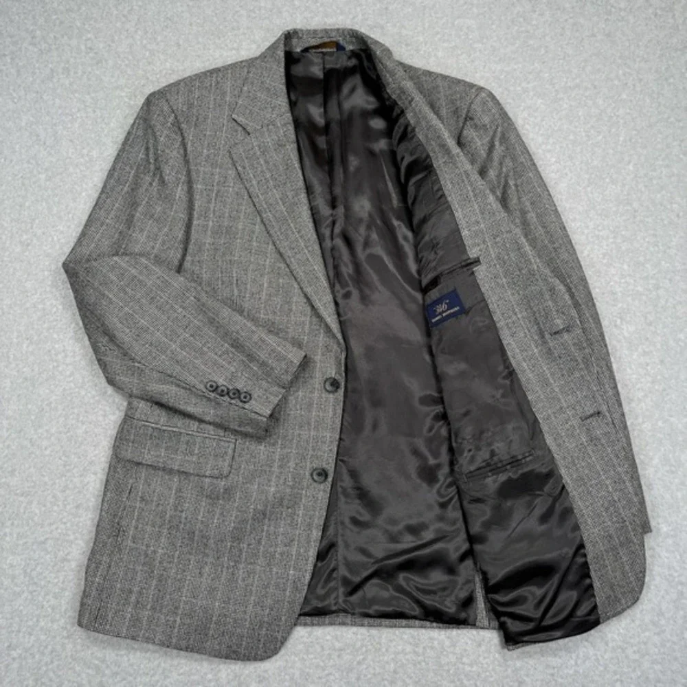 Brooks Brothers 346 Blazer Sz 44 Reg Gray Wool‎ Cashmere Houndstooth Sport Coat